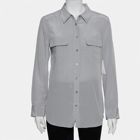 Equipment femme SIGNATURE SILK SHIRT in a silver grey color - Picture 1 of 6